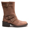 Bota Vintage Ankle Boot Couro Cano Médio Bico Redondo Sella