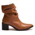 Bota Feminina Couro Cano Sanfonado Bico Fino Casual Whisky