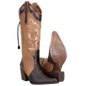 Bota Feminina Country Texana De Cano Longo Em Couro Nobre