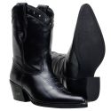 Bota Feminina Country Bico Fino Cano Curto Em Couro Nobre Napa Preto