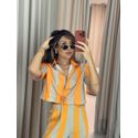 CROPPED RITA LISTRADO LARANJA