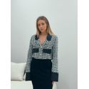 CASACO CURTO PIED POULE PRETO/BRANCO