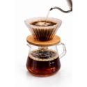 Pour Over 600ml em vidraria com suporte de madeira