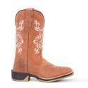 Bota Texana Feminina Premium Floral Branco Solado Jump 100% em Couro Legítimo 