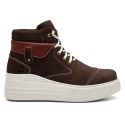 Coturno Feminino Plataforma Off White Bufalado Chocolate / Eurotex Sela