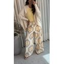 Calça Lez a Lez Pantalona Estampada Amarelo 2808