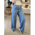 Calça Monnari Jeans Wide Leg Com Detalhe No Cós Amélia 1203