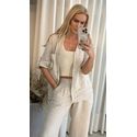  Camisa V Com Bolso Em Linho 100% Italiano Cru (28496)