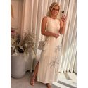 Vestido Lez a Lez Longo Com Paetês Bordados Bege 0209