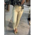 Calça Lez a Lez Skinny De Cintura Alta Em Sarja Bege 1007