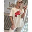 T-shirt Lez A Lez Com Estampa E Aplicações Bege 2107