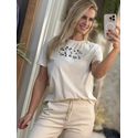 T-shirt Lez a Lez Estampada Bege 1308