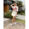 Vestido Lez a Lez Curto Com Mangas 3/4 Bege 0208 