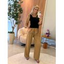 Calça De Linho 100% Italiano Cris Caramelo