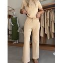 Calça Youbasic Reta Com Amarração Na Cintura Bege 1709