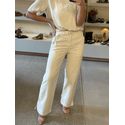 Calça Morena Rosa Wide Alta Bege 2409