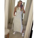 Vestido Youbasic Longo Regata Com Fendas Laterais Cinza Claro 1709