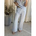 Calça De Linho 100% Italiano Cris Azul Claro 3008