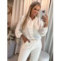 Camisa Manga Longa Bufante Em Crepe Off White 