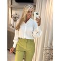 Camisa Manga Longa Bufante Com Pérolas Gola Off White 