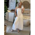 Vestido Regata Em Linho 100% Italiano Com Bolsos Jhuli Off White 