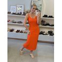 Vestido Lez a Lez Midi Em Malha Canelada Laranja 0311 