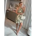 Vestido Curto Estampado Bege 1507