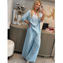 Conjunto MS 100% Italiano Em Risca Azul Claro 0808