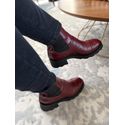 Bota Coturno Chelsea Tratorada Couro Vinho Mahogany
