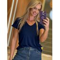 T Shirt Youbasic Manga Curta Com Gola V Nova Iorque Marinho 
