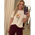 T-shirt Lez a Lez Com Estampa Em Malha Liocel Off White 1010