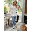 Camisa Lez a Lez Em Tricoline Alongada Off White 0208 
