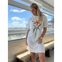 Vestido Lez a Lez Curto Com Estampa E Amarração Off White 1310 