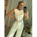Colete Maria Valentina Ajustado Sem Manga Off White 1605