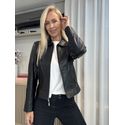 Jaqueta De Couro Pelica Legítimo Preto Com Zíper Frontal 