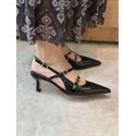 Slingback Vicenza Em Couro Verniz Preto
