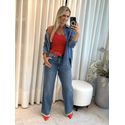 Calça Morena Rosa Wide Alta Azul