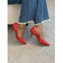 Scarpin Salto Fino Drop Baixo Couro Verniz Vermelho Carrano