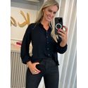 Camisa De Mangas Longas Com Punhos Elásticos Em Crepe Preto