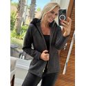 Casaco Dublado De Neoprene Com Tricô Preto