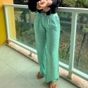 Calça De Linho 100% Italiano Cris Menta