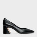 Scarpin Blanca Salto Bloco Wave Couro Preto