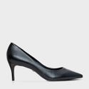 Scarpin Valentina Salto Fino Médio Couro Preto