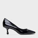 Scarpin Salto Fino Drop Baixo Couro Verniz Preto Carrano 