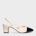 Scarpin Slingback Cap Toe Couro Off White 