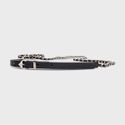 Cinto Duplo Chain Prata Fino Couro Preto