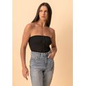 Blusa Lez a Lez Sem Alças Com Decote Reto Preto 