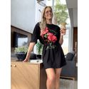 Vestido Lez a Lez Curto Com Mangas 3/4 Preto 0208 