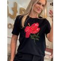 T-shirt Lez A Lez Com Estampa E Aplicações Preto 2107 