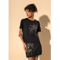 T-shirt Lez a Lez Em Algodão Com Bordado E Paetês Preto 1007